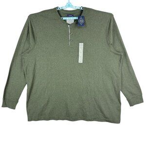 St Johns Bay Men's Big/Tall Super Soft Pullover Green Henley Shirt Size 4XLT NWT